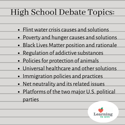 argument topics for middle schoolers